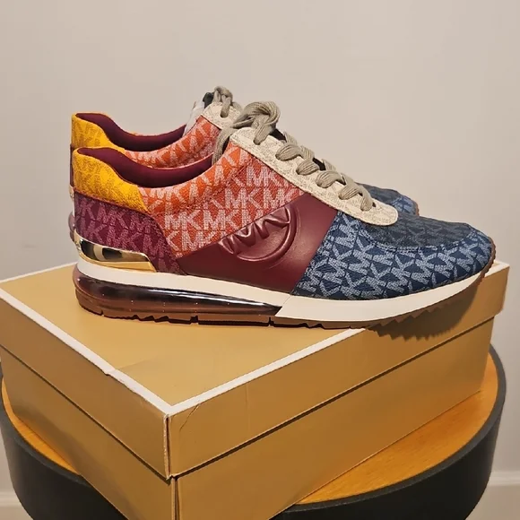 Michael Kors Blue and Red Patterned Sneakers - Picture 6 of 9